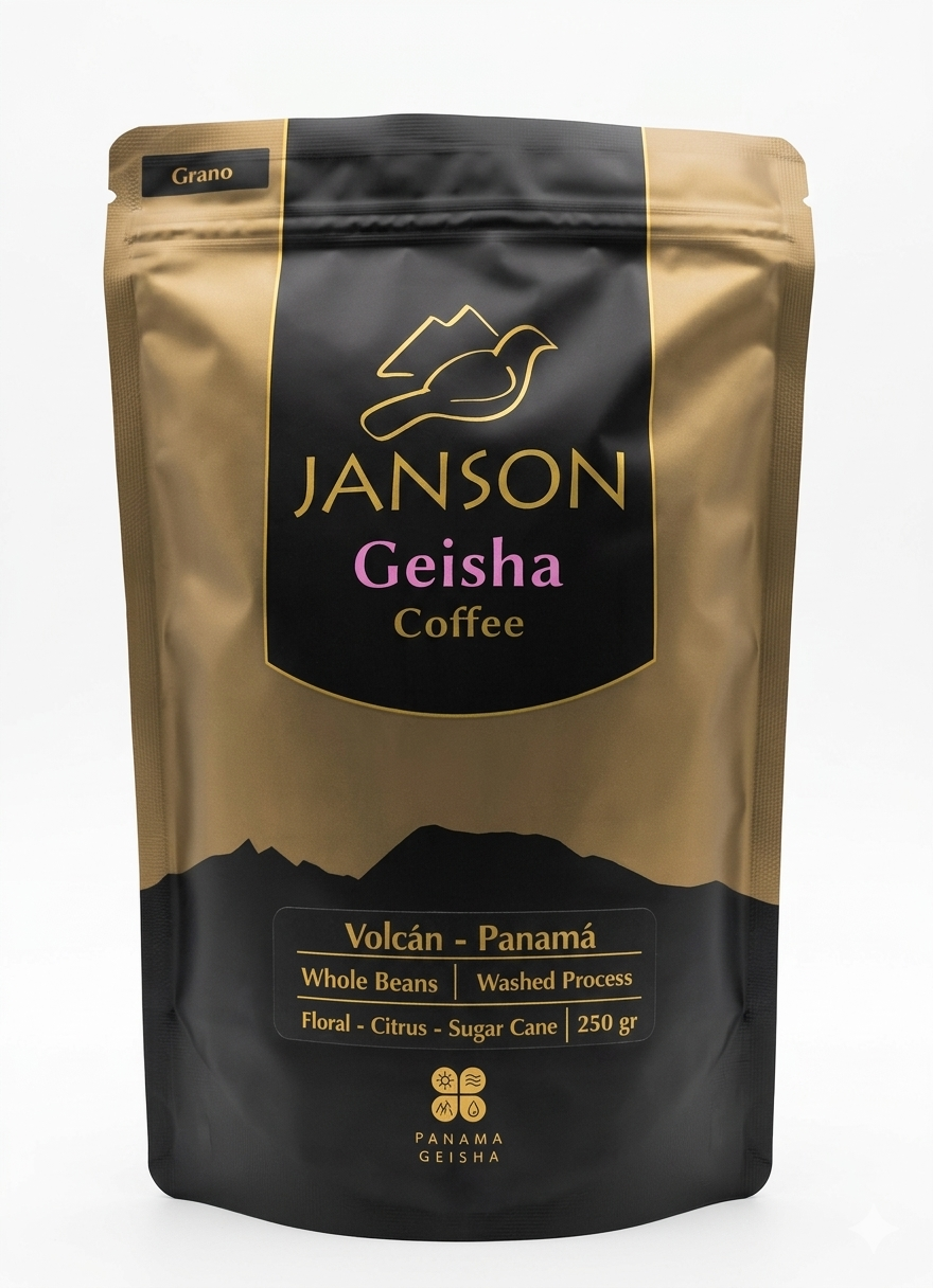 Panama Geisha Coffee Whole Bean by Jason Family Estate. Single Region from Jason Family Farm, Baru Volcano Boquete, Panama. Washed Process, Volcanic soil, 1700m Highland, Unique Microclimate.